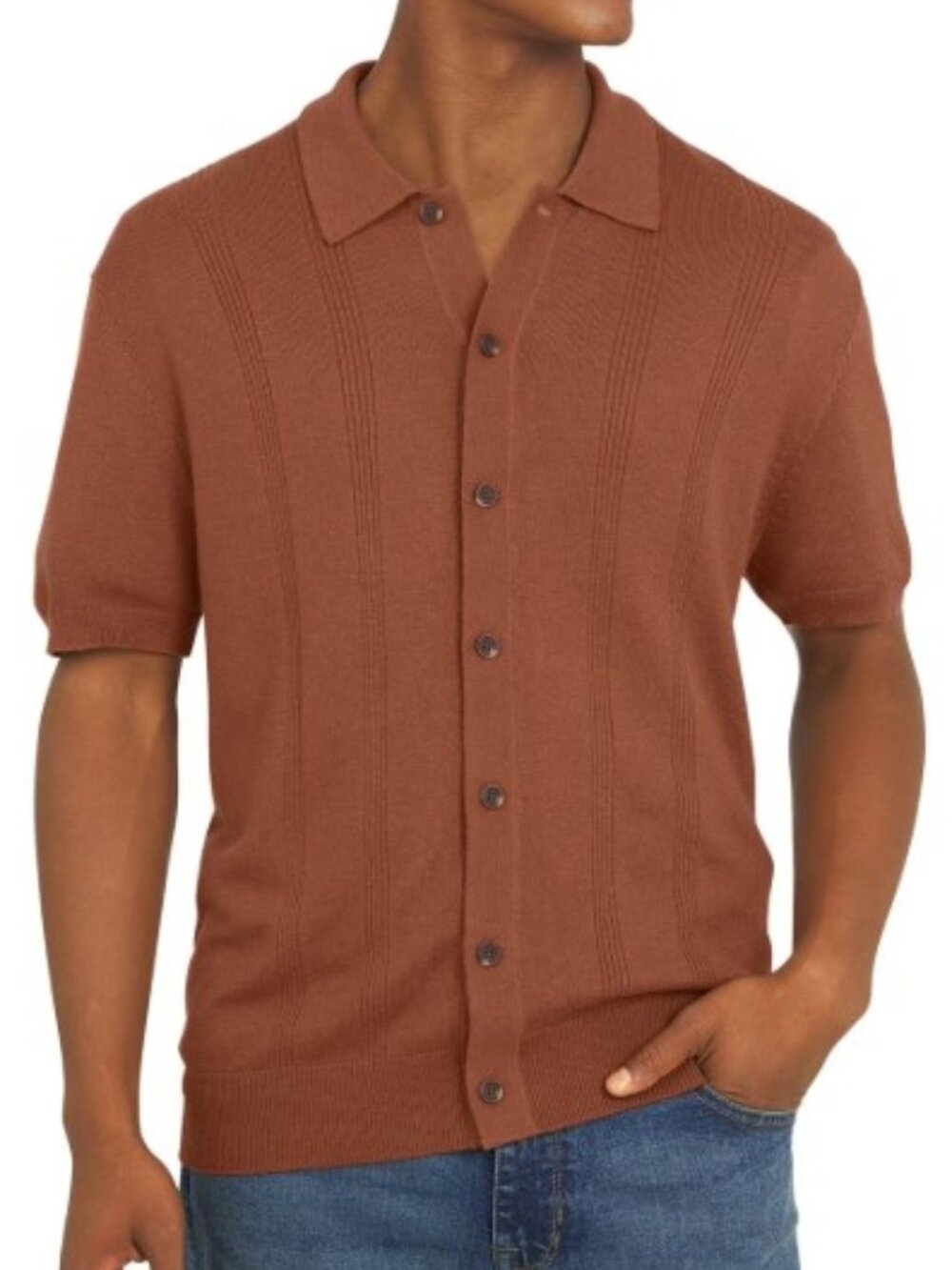 DKNY Men's Button Front Sweater In Rust